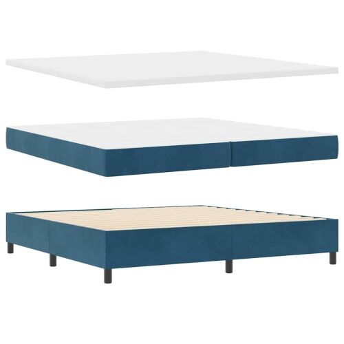 Box spring krevet s uzglavljem Plava 200 x 200 cm Baršun - Tamno plava 200 x 200 cm Dizajn s rombovima Cijena