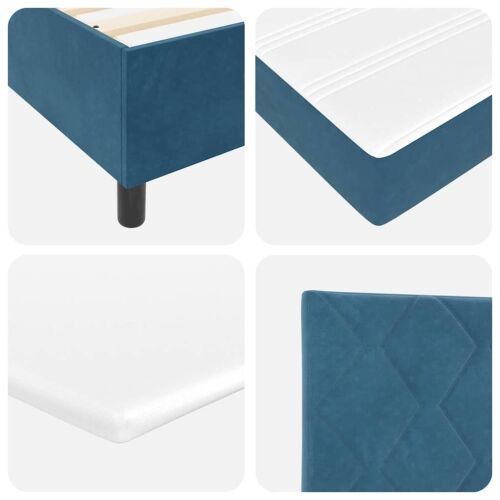 Box spring krevet s uzglavljem Plava 200 x 200 cm Baršun - Tamno plava 200 x 200 cm Dizajn s rombovima Cijena