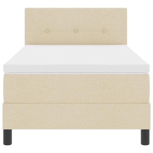 Box spring krevet s jastukom Krema 80 x 200 cm tkanina - Krema 80 x 200 cm Prošiveno gumbima Cijena