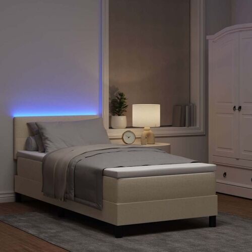 Box spring krevet s jastukom Krema 80 x 200 cm tkanina - Krema 80 x 200 cm Prošiveno gumbima Cijena
