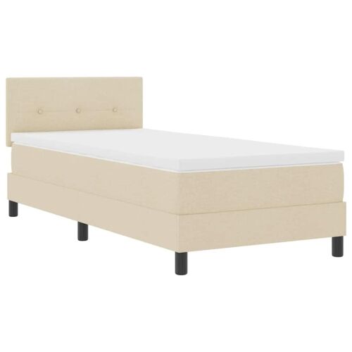 Box spring krevet s jastukom Krema 80 x 200 cm tkanina - Krema 80 x 200 cm Prošiveno gumbima Cijena