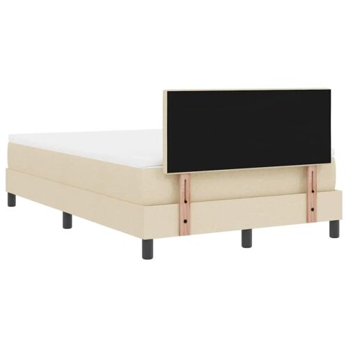 Box spring krevet s LED trakama Krema 120 x 200 cm tkanina - Krema 120 x 200 cm Prošiveno gumbima Cijena