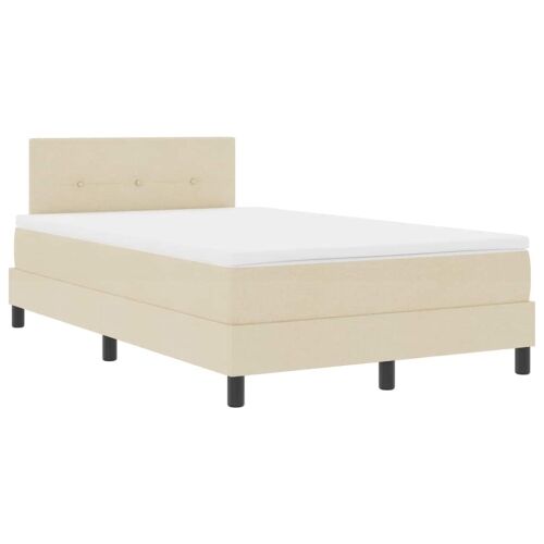 Box spring krevet s LED trakama Krema 120 x 200 cm tkanina - Krema 120 x 200 cm Prošiveno gumbima Cijena
