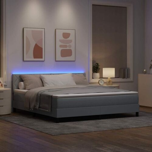 Box spring krevet Svjetlosiva 180 x 200 cm tkanina - Svjetlosiva 180 x 200 cm Dizajn s rombovima Cijena