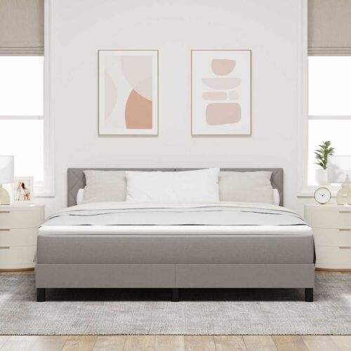 Box spring krevet Sivo-smeđa 180 x 200 cm tkanina - Sivo-smeđa 180 x 200 cm Dizajn s rombovima Cijena