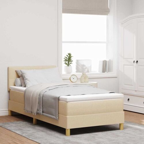LED Box Spring Krevet s LED trakama Krema 80 x 200 cm tkanina - Krema 80 x 200 cm Prošiveno gumbima Cijena