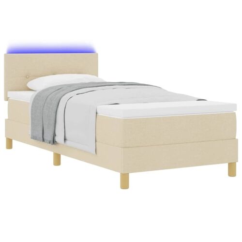 LED Box Spring Krevet s LED trakama Krema 80 x 200 cm tkanina - Krema 80 x 200 cm Prošiveno gumbima Cijena
