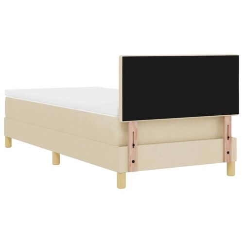 LED Box Spring Krevet s LED trakama Krema 90 x 190 cm tkanina - Krema 90 x 190 cm Prošiveno gumbima Cijena