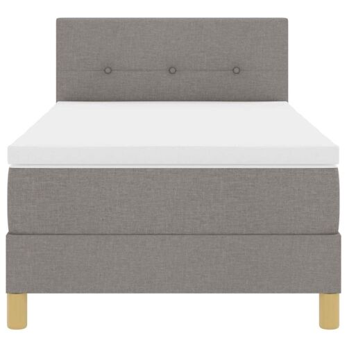 LED Box Spring Krevet Sivo-smeđa 100 x 200 cm tkanina - Sivo-smeđa 100 x 200 cm Prošiveno gumbima Cijena