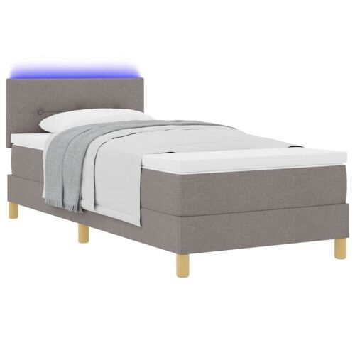 LED Box Spring Krevet Sivo-smeđa 100 x 200 cm tkanina - Sivo-smeđa 100 x 200 cm Prošiveno gumbima Cijena