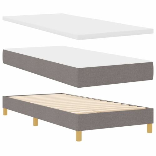 LED Box Spring Krevet Sivo-smeđa 100 x 200 cm tkanina - Sivo-smeđa 100 x 200 cm Prošiveno gumbima Cijena