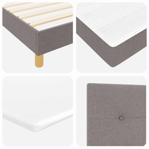 LED Box Spring Krevet Sivo-smeđa 100 x 200 cm tkanina - Sivo-smeđa 100 x 200 cm Prošiveno gumbima Cijena