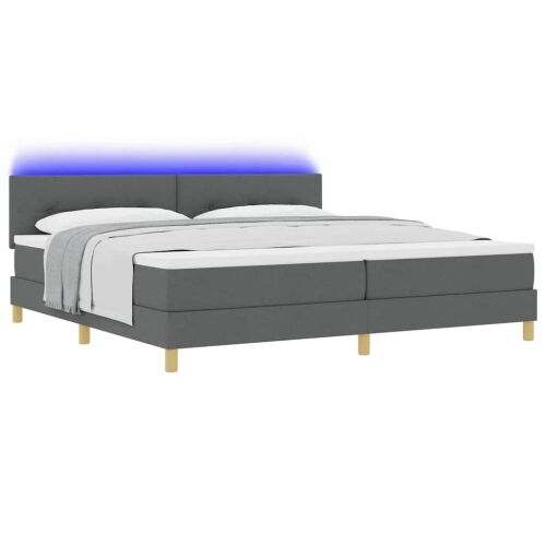 LED Box Spring Krevet Tamno siva 200 x 200 cm tkanina - Tamno siva 200 x 200 cm Prošiveno gumbima Cijena
