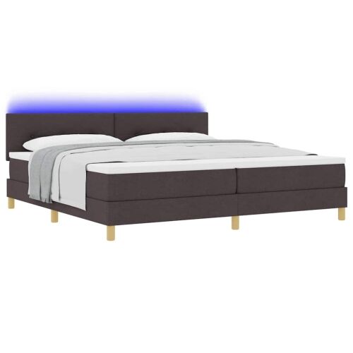 LED Box Spring Krevet Tamno smeđa 200 x 200 cm tkanina - Tamno smeđa 200 x 200 cm Prošiveno gumbima Cijena