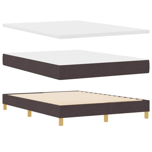 LED Box Spring Krevet Tamno smeđa 140 x 190 cm tkanina - Tamno smeđa 140 x 190 cm Dizajn s rombovima Cijena