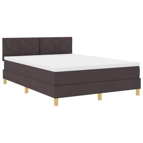 LED Box Spring Krevet Tamno smeđa 140 x 190 cm tkanina - Tamno smeđa 140 x 190 cm Dizajn s rombovima Cijena