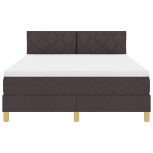 LED Box Spring Krevet Tamno smeđa 140 x 190 cm tkanina - Tamno smeđa 140 x 190 cm Dizajn s rombovima Cijena
