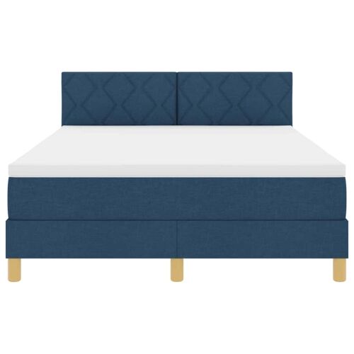 LED Box Spring Krevet s LED trakama Plava 140 x 190 cm tkanina - Plava 140 x 190 cm Dizajn s rombovima Cijena