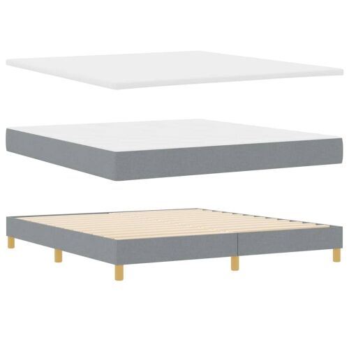 LED Box Spring Krevet Svijetlo siva 180 x 200 cm tkanina - Svjetlosiva 180 x 200 cm Dizajn s rombovima Cijena