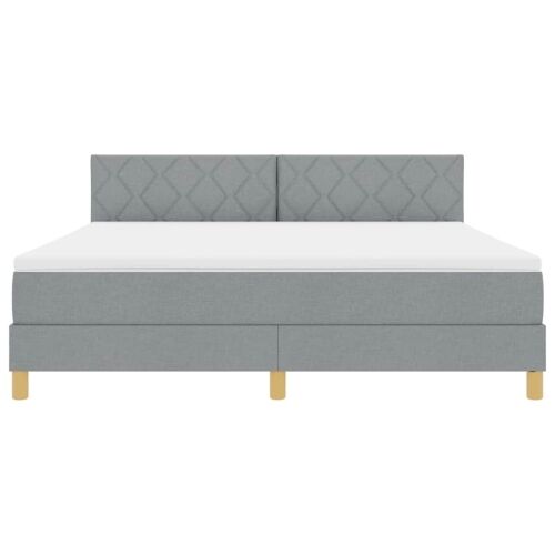 LED Box Spring Krevet Svijetlo siva 180 x 200 cm tkanina - Svjetlosiva 180 x 200 cm Dizajn s rombovima Cijena