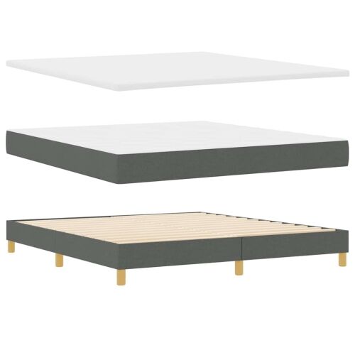 LED Box Spring Krevet Tamno siva 180 x 200 cm tkanina - Tamno siva 180 x 200 cm Dizajn s rombovima Cijena