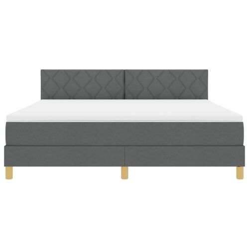 LED Box Spring Krevet Tamno siva 180 x 200 cm tkanina - Tamno siva 180 x 200 cm Dizajn s rombovima Cijena