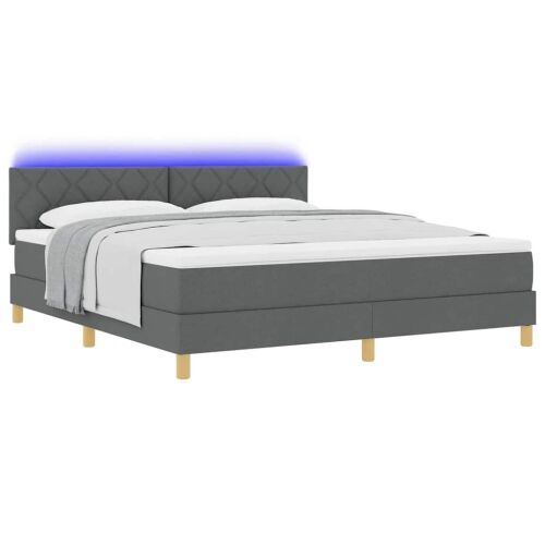 LED Box Spring Krevet Tamno siva 180 x 200 cm tkanina - Tamno siva 180 x 200 cm Dizajn s rombovima Cijena