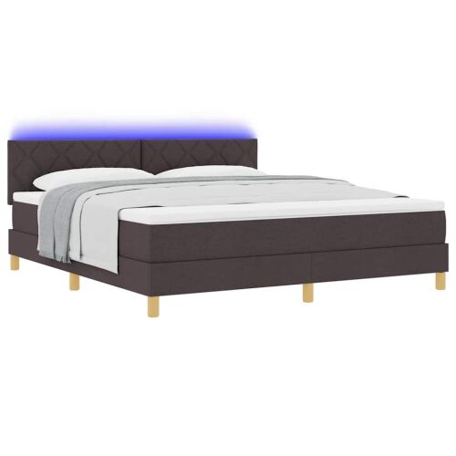 LED Box Spring Krevet Tamno smeđa 180 x 200 cm tkanina - Tamno smeđa 180 x 200 cm Dizajn s rombovima Cijena