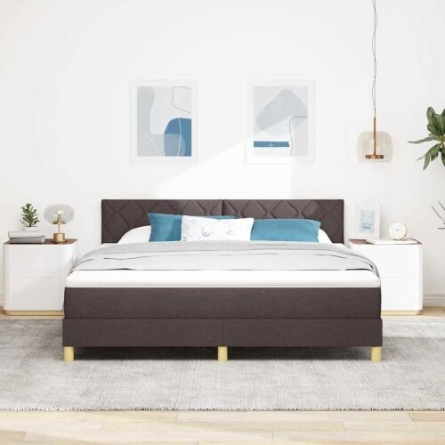 LED Box Spring Krevet Tamno smeđa 180 x 200 cm tkanina - Tamno smeđa 180 x 200 cm Dizajn s rombovima Cijena