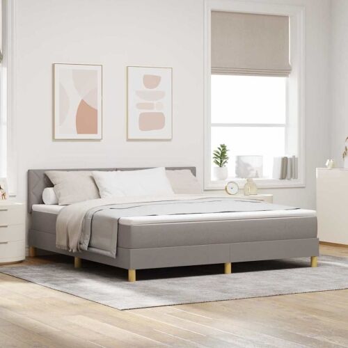 LED Box Spring Krevet Sivo-smeđa 180 x 200 cm tkanina - Sivo-smeđa 180 x 200 cm Dizajn s rombovima Cijena