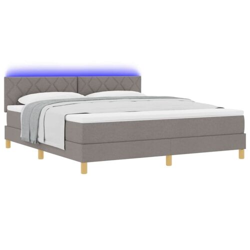 LED Box Spring Krevet Sivo-smeđa 180 x 200 cm tkanina - Sivo-smeđa 180 x 200 cm Dizajn s rombovima Cijena