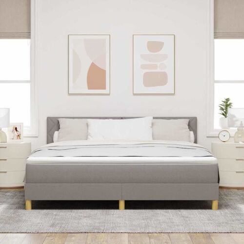 LED Box Spring Krevet Sivo-smeđa 180 x 200 cm tkanina - Sivo-smeđa 180 x 200 cm Dizajn s rombovima Cijena