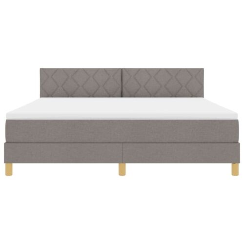 LED Box Spring Krevet Sivo-smeđa 180 x 200 cm tkanina - Sivo-smeđa 180 x 200 cm Dizajn s rombovima Cijena
