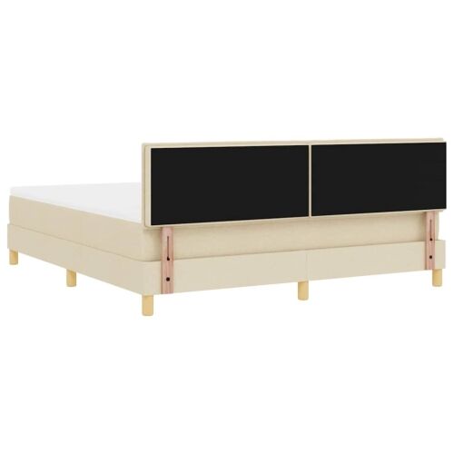 LED Box Spring Krevet s LED trakama Krema 180 x 200 cm tkanina - Krema 180 x 200 cm Dizajn s rombovima Cijena