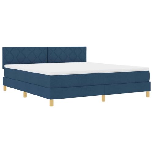 LED Box Spring Krevet s LED trakama Plava 180 x 200 cm tkanina - Plava 180 x 200 cm Dizajn s rombovima Cijena