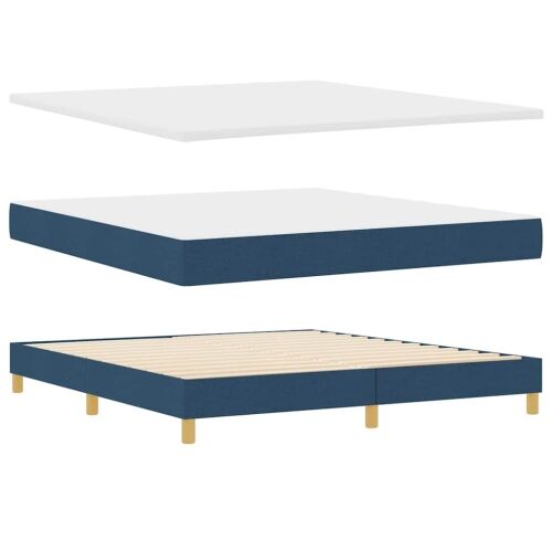 LED Box Spring Krevet s LED trakama Plava 180 x 200 cm tkanina - Plava 180 x 200 cm Dizajn s rombovima Cijena