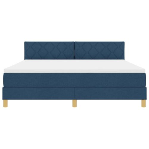 LED Box Spring Krevet s LED trakama Plava 180 x 200 cm tkanina - Plava 180 x 200 cm Dizajn s rombovima Cijena