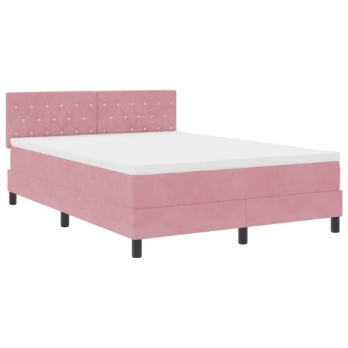 LED Box Spring Krevet s madracem Ružičasta 160 x 200 cm Baršun - Ružičasta 160 x 200 cm Kristal s dugmadima Cijena