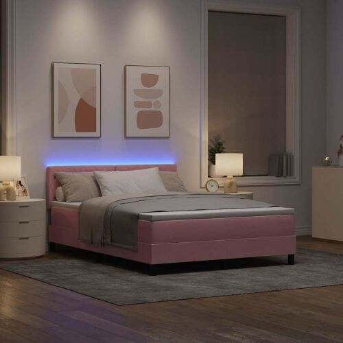 LED Box Spring Krevet s madracem Ružičasta 160 x 200 cm Baršun - Ružičasta 160 x 200 cm Kristal s dugmadima Cijena