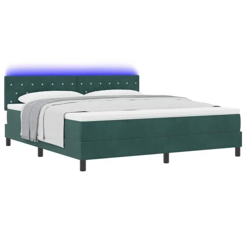 LED Box Spring Krevet Tamnozelena 180 x 200 cm Baršun - Tamnozelena 180 x 200 cm Kristal s dugmadima Cijena