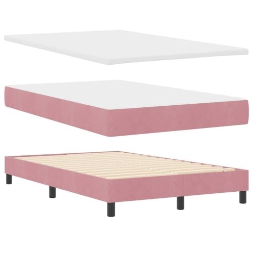 LED Box Spring Krevet Ružičasta 120 x 190 cm Baršun - Ružičasta 120 x 190 cm Prošiveno gumbima Cijena