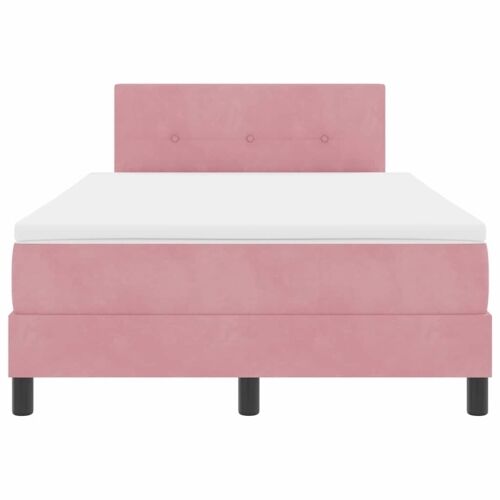 LED Box Spring Krevet Ružičasta 120 x 190 cm Baršun - Ružičasta 120 x 190 cm Prošiveno gumbima Cijena