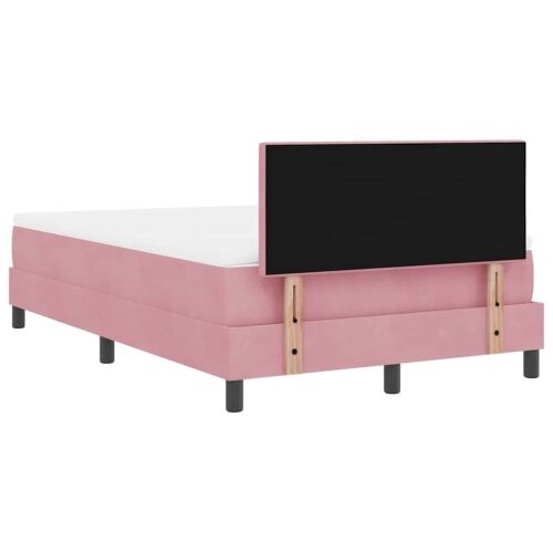 LED Box Spring Krevet Ružičasta 120 x 190 cm Baršun - Ružičasta 120 x 190 cm Prošiveno gumbima Cijena