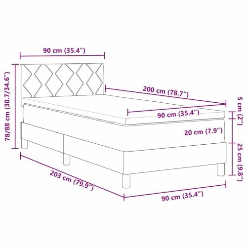 LED Box Spring Krevet s uzglavljem Ružičasta 90 x 200 cm Baršun - Ružičasta 90 x 200 cm Dizajn s rombovima Cijena