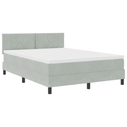 LED Box Spring Krevet Svijetlo siva 160 x 200 cm Baršun - Svjetlosiva 160 x 200 cm Dizajn s rombovima Cijena