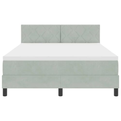 LED Box Spring Krevet Svijetlo siva 160 x 200 cm Baršun - Svjetlosiva 160 x 200 cm Dizajn s rombovima Cijena