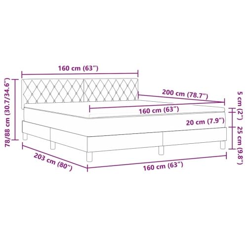 LED Box Spring Krevet Tamno siva 160 x 200 cm Baršun - Tamno siva 160 x 200 cm Dizajn s rombovima Cijena
