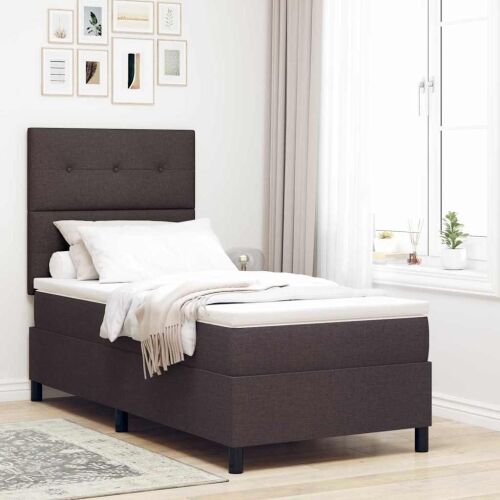 Box spring krevet Tamno smeđa 100 x 200 cm tkanina - Tamno smeđa 100 x 200 cm Prošiveno gumbima Cijena
