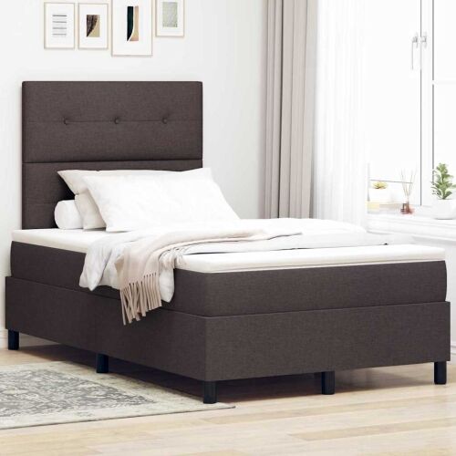 Box spring krevet Tamno smeđa 120 x 190 cm tkanina - Tamno smeđa 120 x 190 cm Prošiveno gumbima Cijena