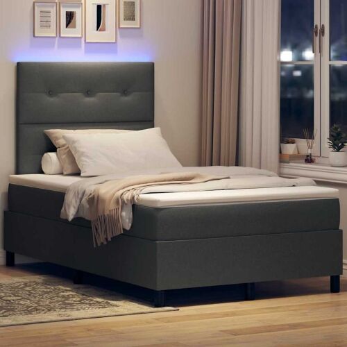 Box spring krevet Tamno siva 120 x 200 cm tkanina - Tamno siva 120 x 200 cm Prošiveno gumbima Cijena